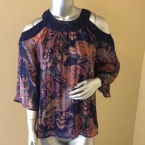 Daniel Rainn Paisley Cold Shoulder Blouse
